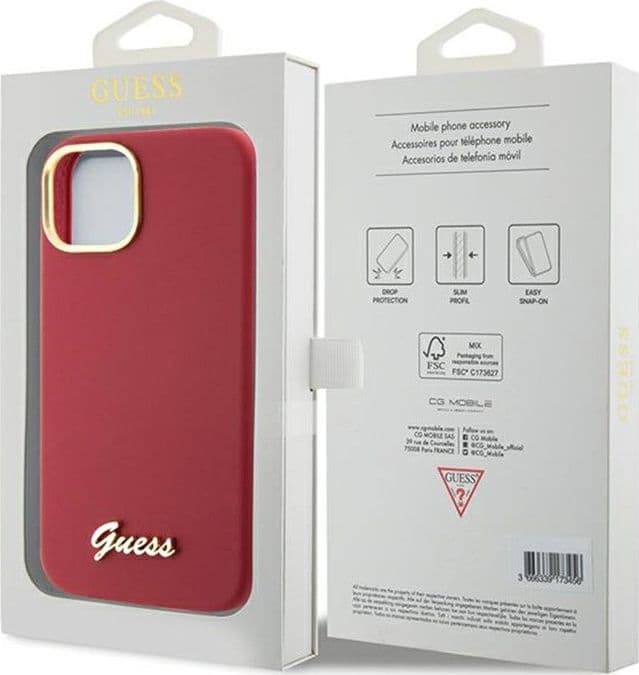 Guess Silicone Script Metal Logo & Frame - iPhone 15 Case (magenta) - 8