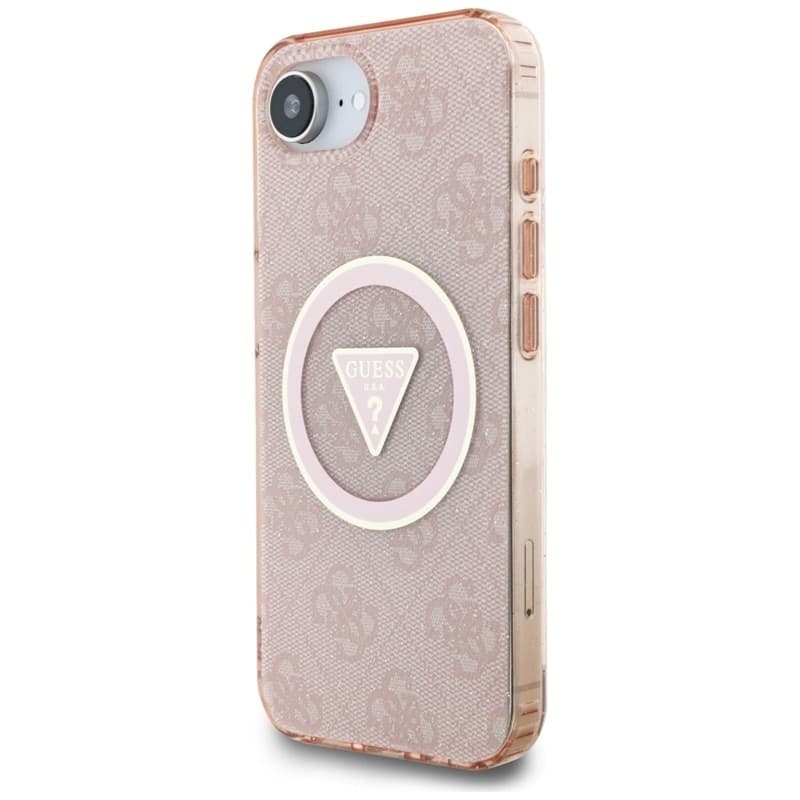 Guess IML Metal Glitter 4G Circle Triangle MagSafe - Case for iPhone 16e (pink) - 2