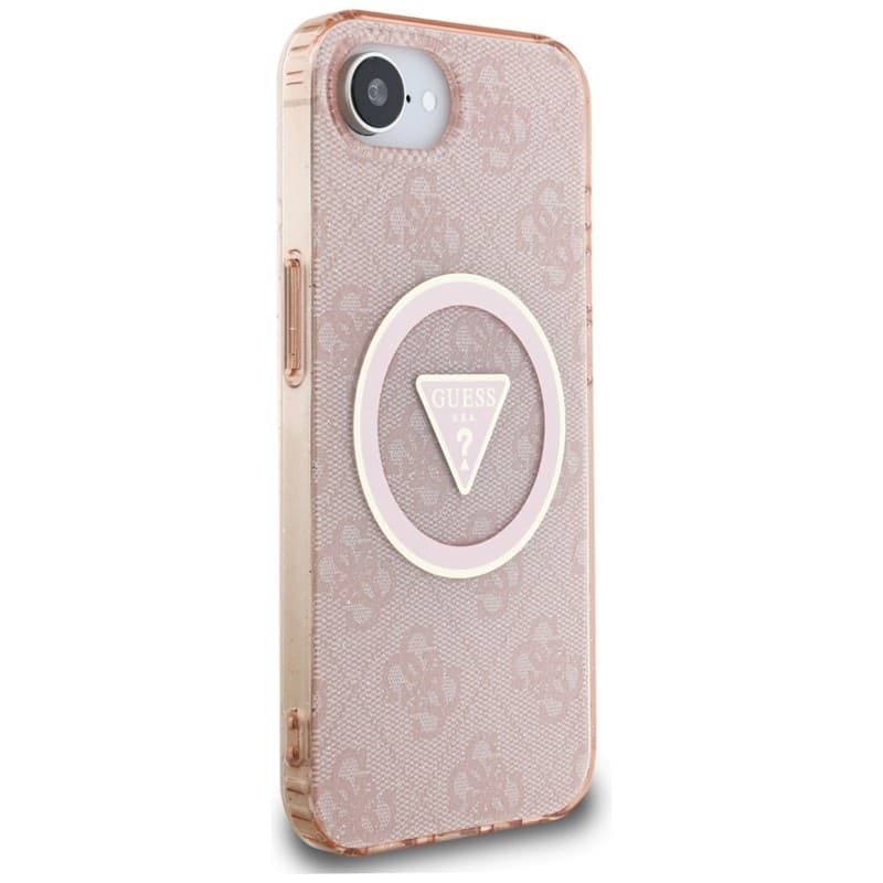 Guess IML Metal Glitter 4G Circle Triangle MagSafe - Case for iPhone 16e (pink) - 4