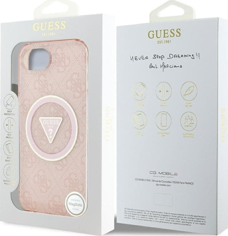 Guess IML Metal Glitter 4G Circle Triangle MagSafe - Case for iPhone 16e (pink) - 8