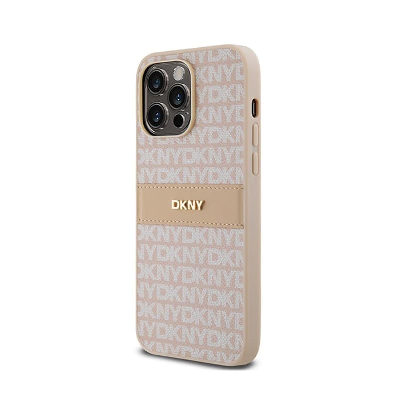 DKNY Leather Mono Stripe & Metal Logo - iPhone 14 Pro Case (pink) - 2