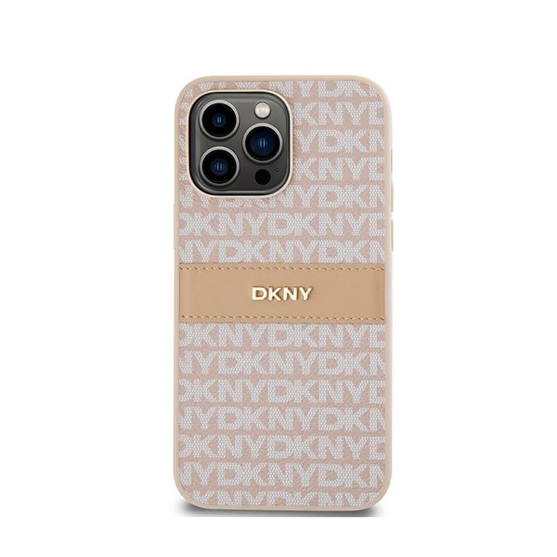 DKNY Leather Mono Stripe & Metal Logo - iPhone 14 Pro Case (pink) - 3