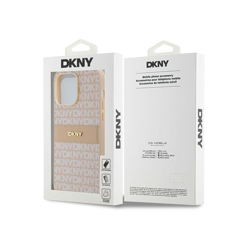 DKNY Leather Mono Stripe & Metal Logo - iPhone 14 Pro Case (pink) - 8