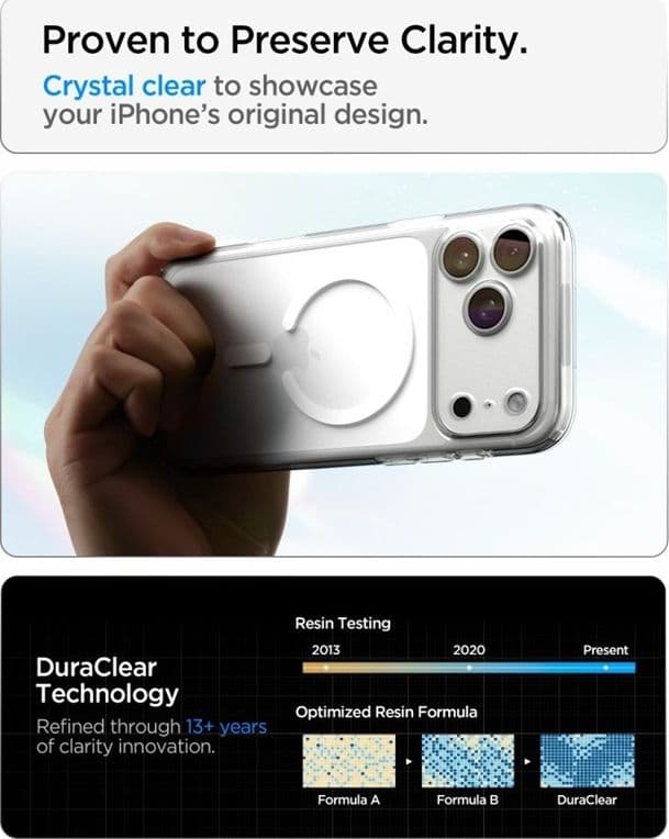 Spigen Ultra Hybrid Mag MagSafe - Custodia per iPhone 18 Pro Max / 17 Pro Max (Trasparente/Bianco) - 7