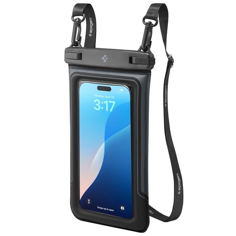 Spigen A611P Universal Waterproof Float Case 2-Pack - Waterproof Case for Smartphones up to 6.9" (Matte Black) - 6