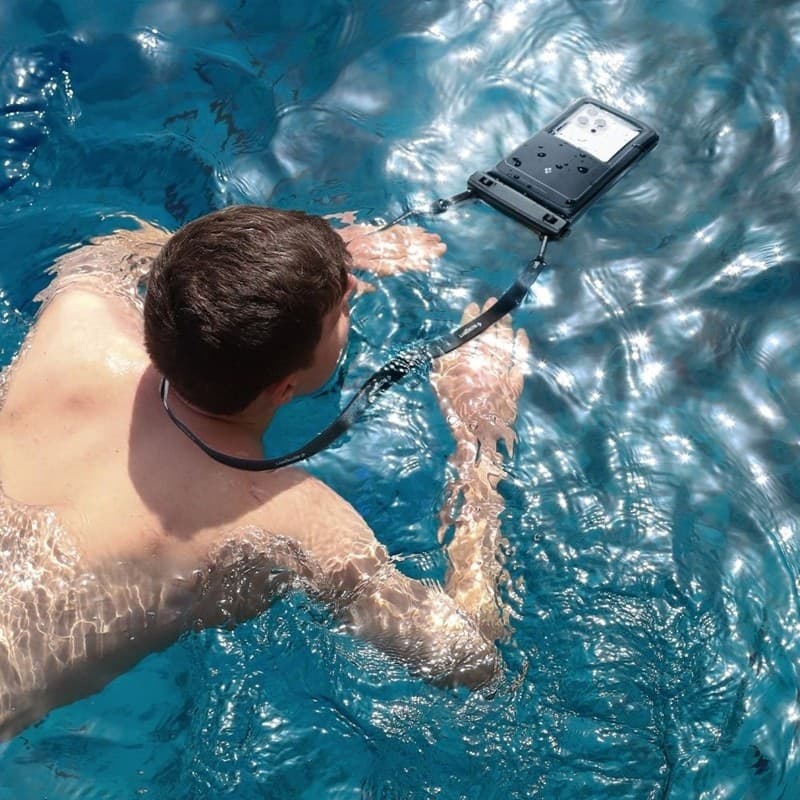 Spigen A611P Universal Waterproof Float Case 2-Pack - Waterproof Case for Smartphones up to 6.9" (Matte Black) - 8