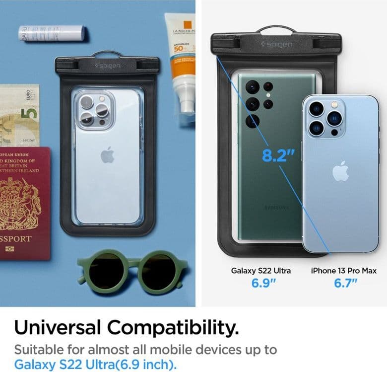 Spigen A601 Universal Waterproof Case - Case for smartphones up to 6.9" (Black) - 9