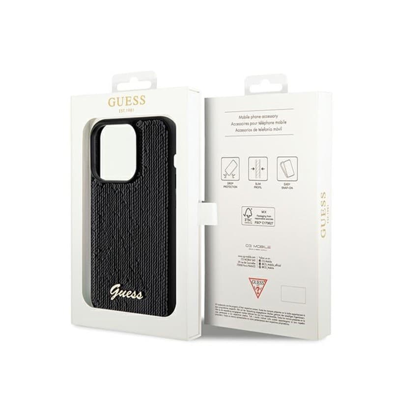 Guess Sequin Script Metal - Case for iPhone 14 Pro (black) - 8