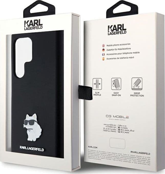 Karl Lagerfeld Silicone Choupette Metal Pin - Case Samsung Galaxy S24 Ultra (czarny) - 8
