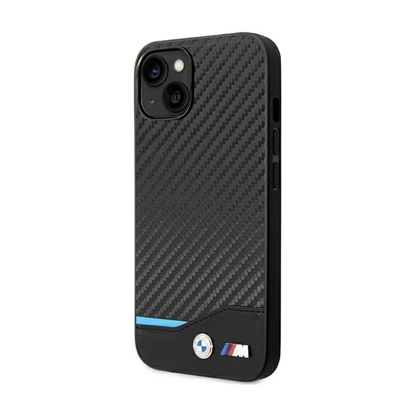 BMW Leather Carbon Blue Line - Case for iPhone 14 (Black) - 2