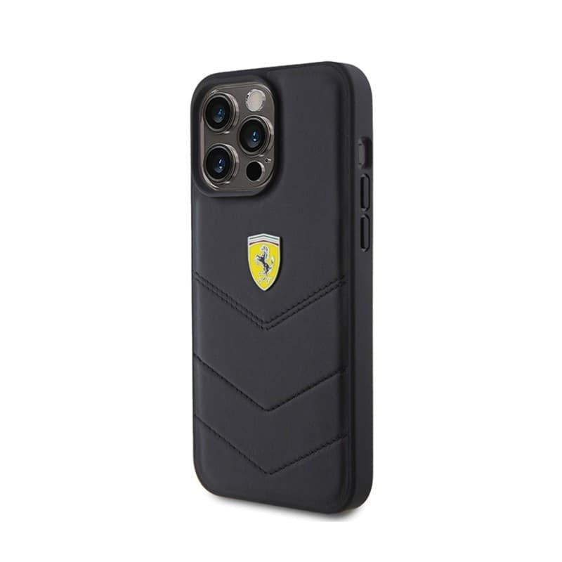 Ferrari Quilted Metal Logo - Case for iPhone 15 Pro Max (Black) - 2