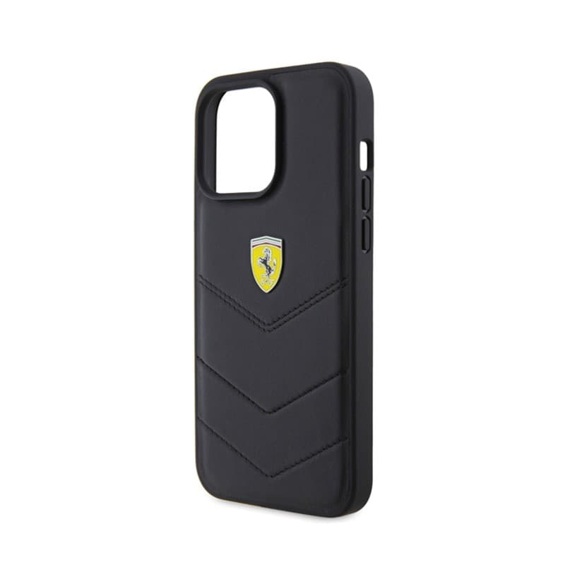 Ferrari Quilted Metal Logo - Case for iPhone 15 Pro Max (Black) - 6