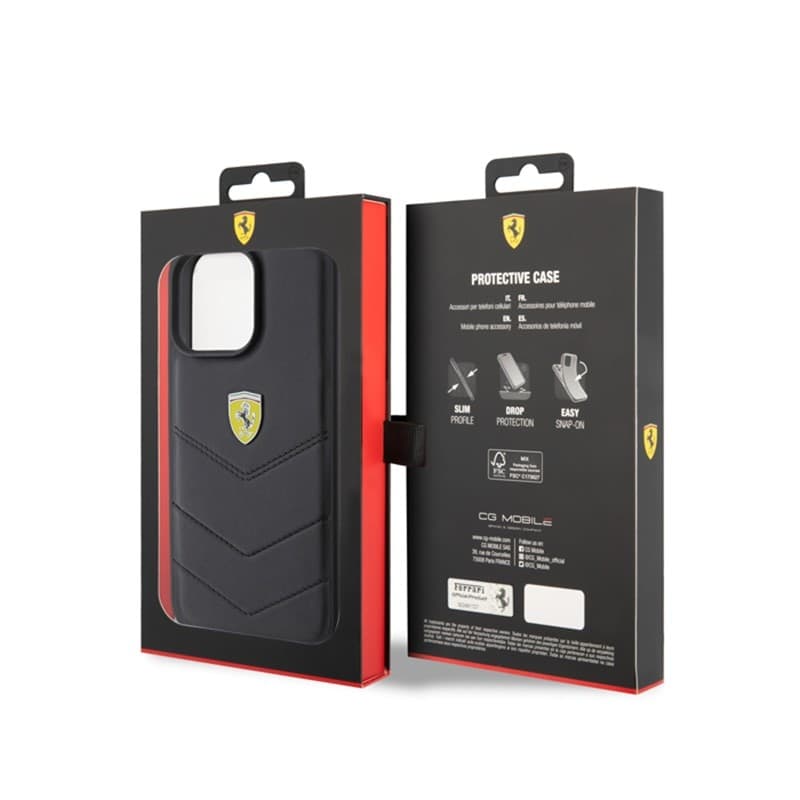 Ferrari Quilted Metal Logo - Case for iPhone 15 Pro Max (Black) - 8