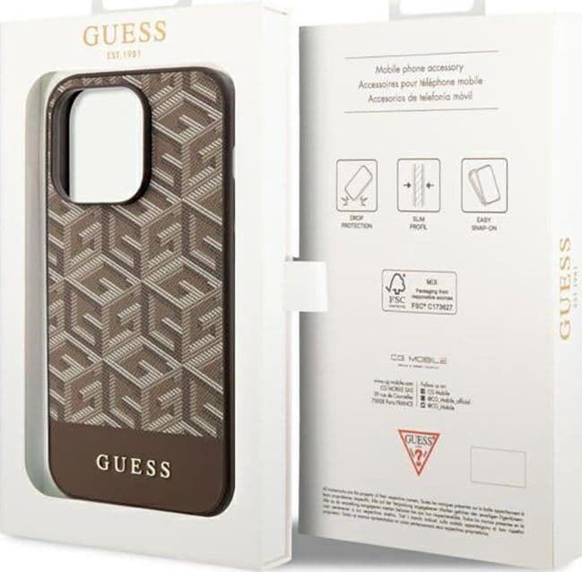 Guess GCube Stripes MagSafe - Case for iPhone 14 Pro Max (Brown) - 8