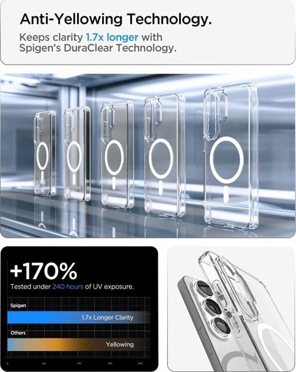 Spigen Ultra Hybrid Mag MagSafe - Custodia per Samsung Galaxy S26 Ultra (trasparente/bianca) - 18