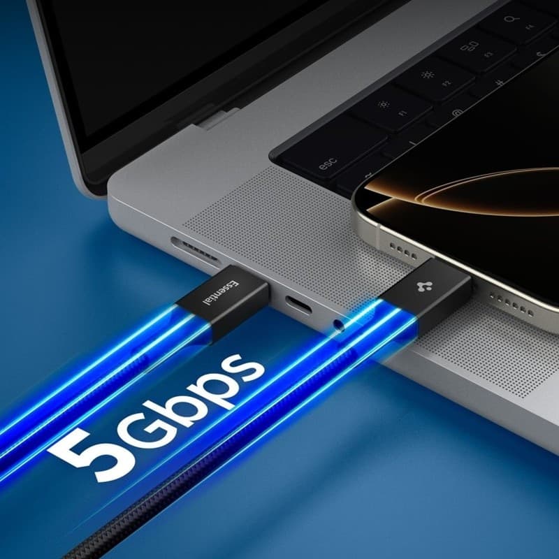 Spigen EB10010CC Essential - Cavo USB-C a USB-C PD 100W 1m (Nero) - 5