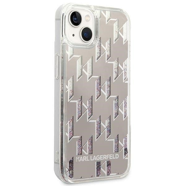 Karl Lagerfeld Monogram Liquid Glitter - Case for iPhone 14 Plus (Silver) - 4