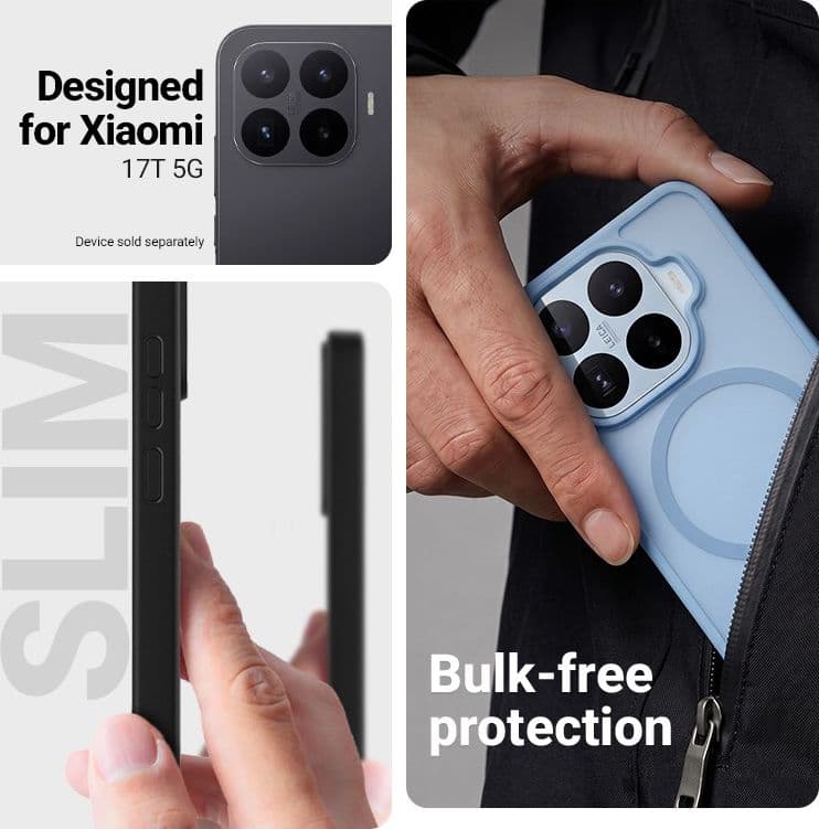 Crong Hybrid Matte Magnetic - Custodia MagSafe per Xiaomi 17T (blu) - 2
