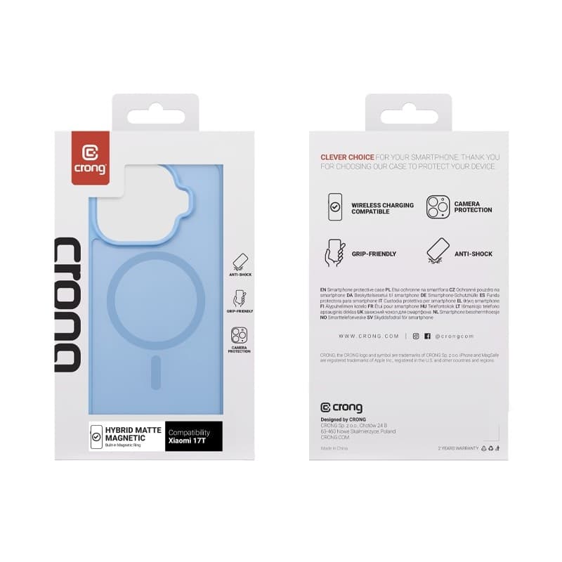 Crong Hybrid Matte Magnetic - Custodia MagSafe per Xiaomi 17T (blu) - 4
