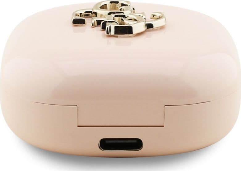 Guess 4G Metal Logo - TWS Bluetooth Earphones + Charging Case (Pink) - 4