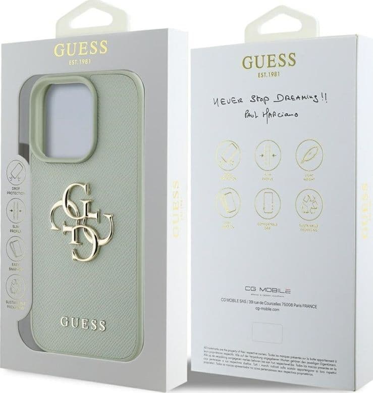 Guess Grained Big 4G Logo Small Classic Logo - Case for iPhone 16 Pro (green) - 8