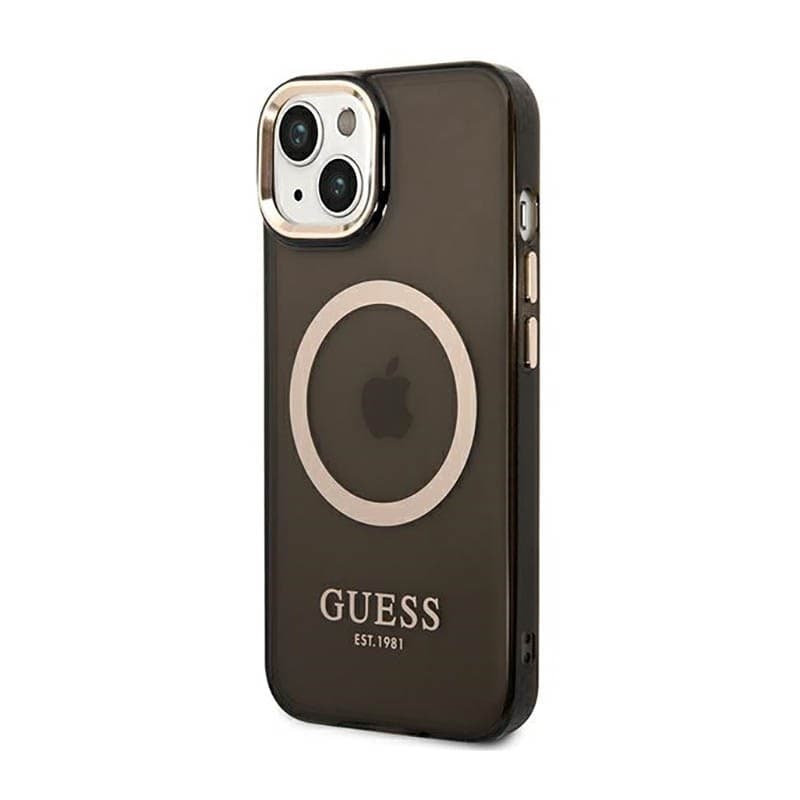 Guess Gold Outline Translucent MagSafe - Case for iPhone 14 Plus (Black) - 2