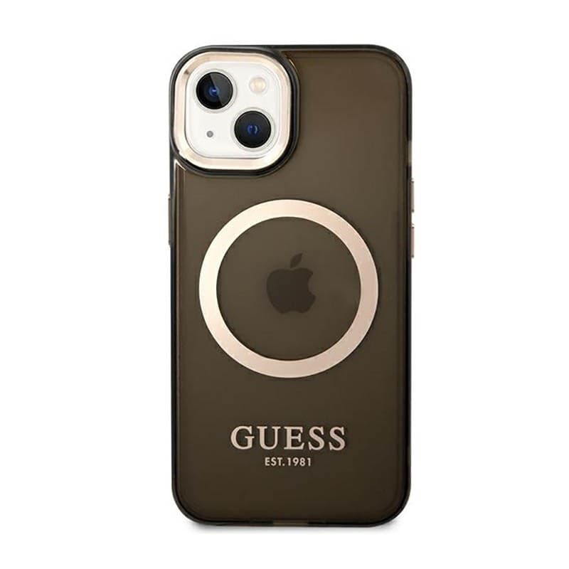 Guess Gold Outline Translucent MagSafe - Case for iPhone 14 Plus (Black) - 3