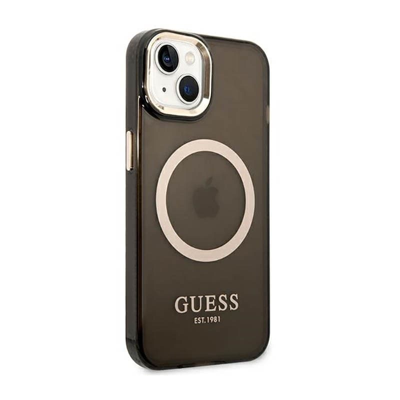 Guess Gold Outline Translucent MagSafe - Case for iPhone 14 Plus (Black) - 4