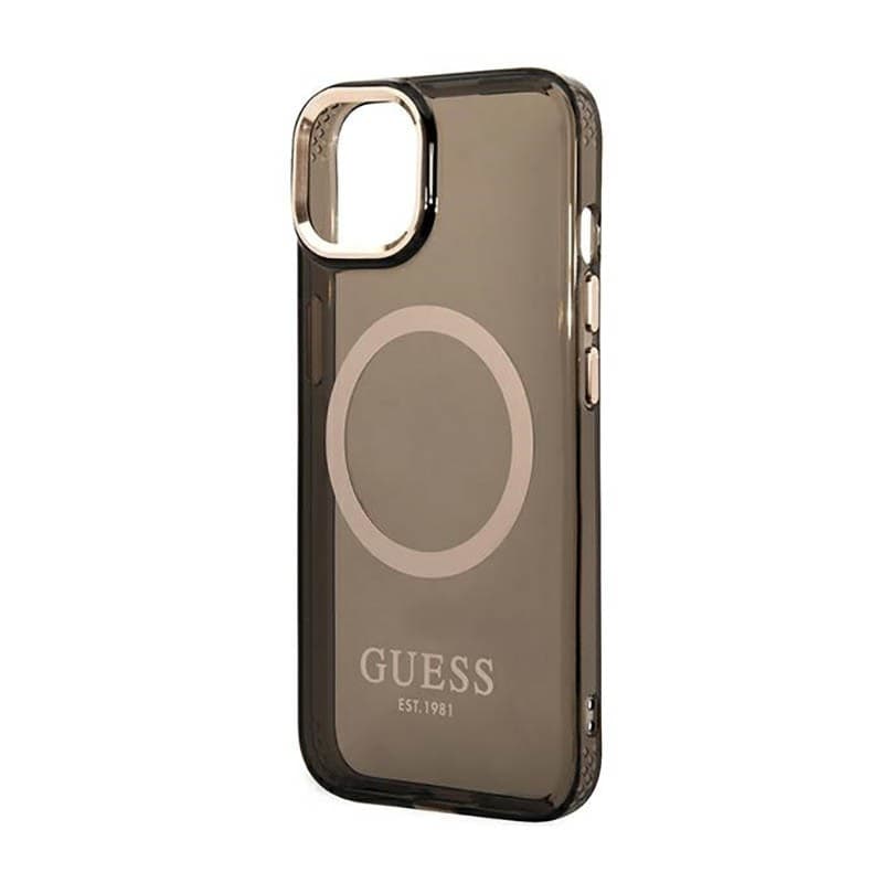 Guess Gold Outline Translucent MagSafe - Case for iPhone 14 Plus (Black) - 6