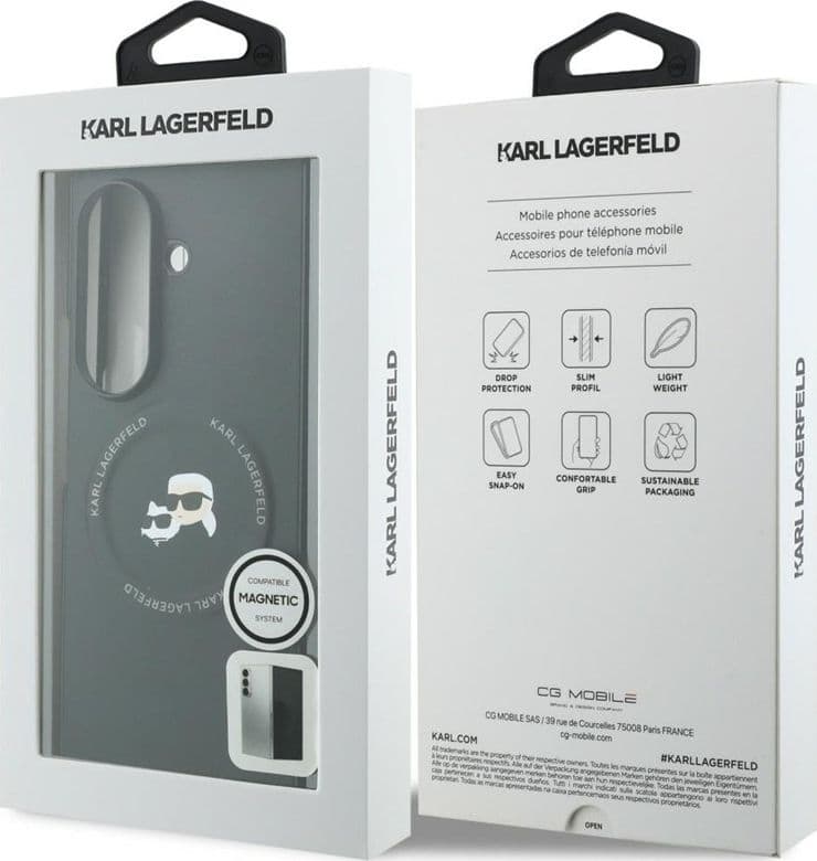 Custodia MagSafe per Samsung Galaxy Z Fold 8 Ultra con spille Karl Lagerfeld Karl & Choupette (nera) - 7