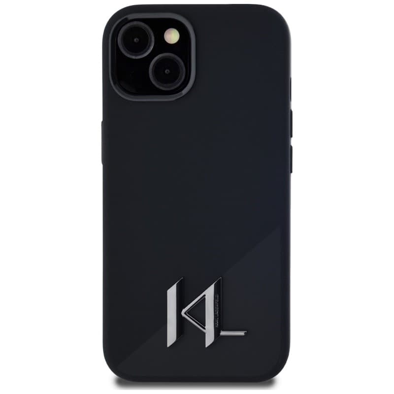 Karl Lagerfeld Silicone Shadow Metal Initial MagSafe - Case for iPhone 15 (black) - 3