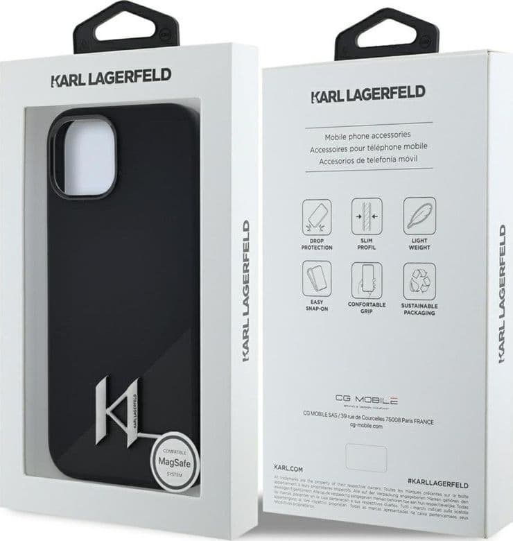 Karl Lagerfeld Silicone Shadow Metal Initial MagSafe - Case for iPhone 15 (black) - 8