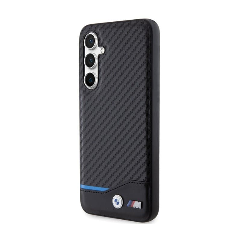 BMW Leather Carbon Blue Line - Samsung Galaxy S23 FE Case (black) - 2