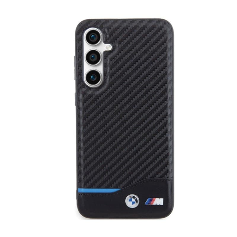 BMW Leather Carbon Blue Line - Samsung Galaxy S23 FE Case (black) - 3