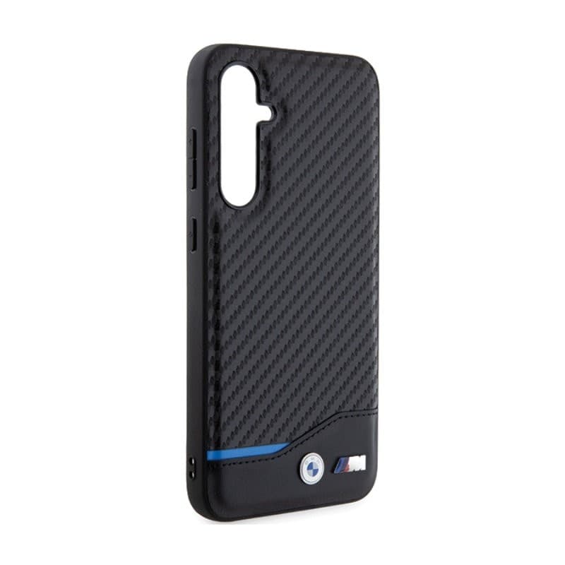BMW Leather Carbon Blue Line - Samsung Galaxy S23 FE Case (black) - 4