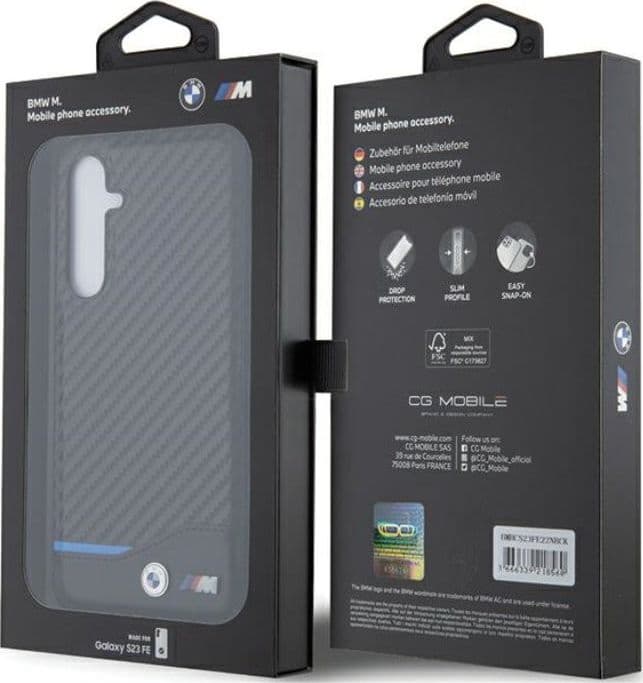 BMW Leather Carbon Blue Line - Samsung Galaxy S23 FE Case (black) - 7