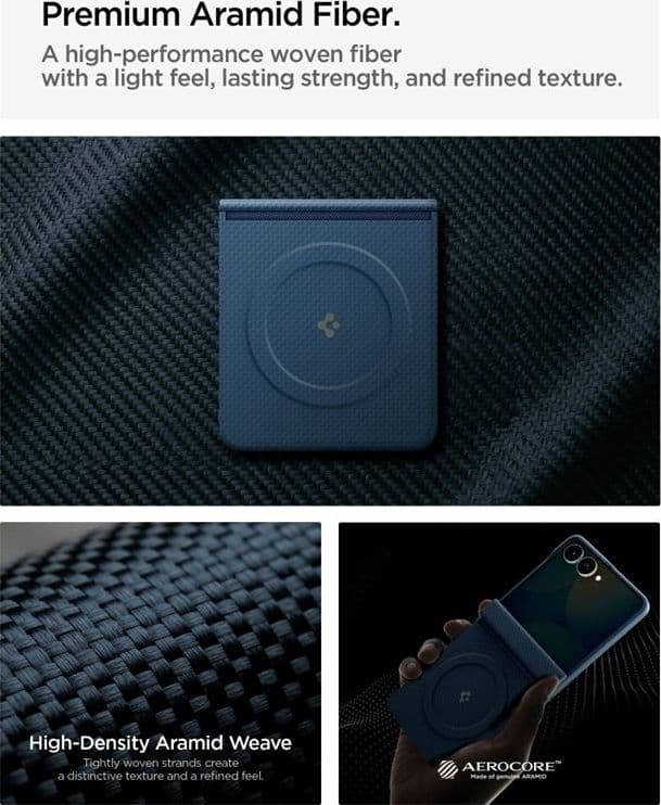 Spigen AirSkin Aramid MagSafe - Custodia per Samsung Galaxy Z Flip 8 (Blu navy) - 7