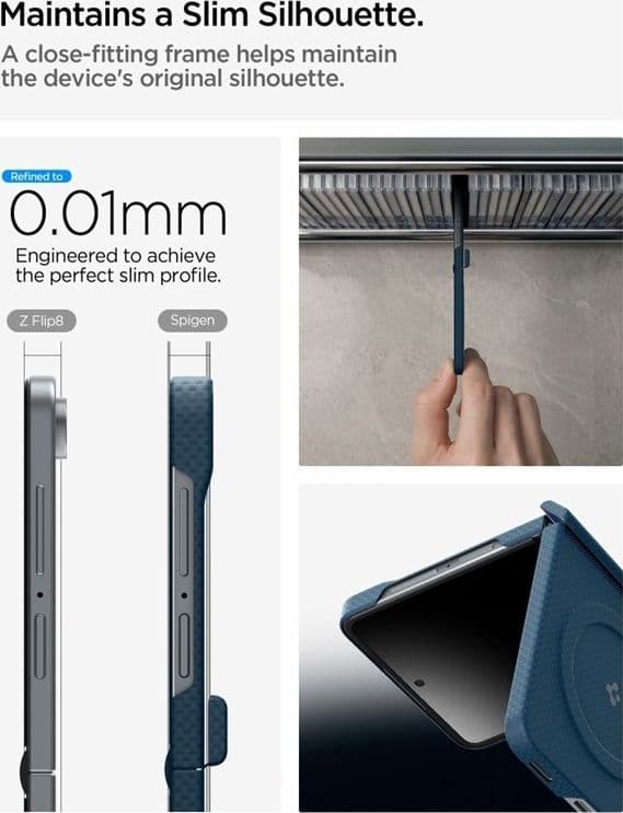 Spigen AirSkin Aramid MagSafe - Custodia per Samsung Galaxy Z Flip 8 (Blu navy) - 8