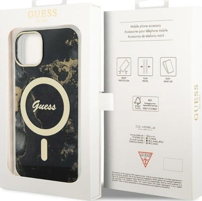 Guess Golden Marble MagSafe - Case for iPhone 14 (Black) - 8