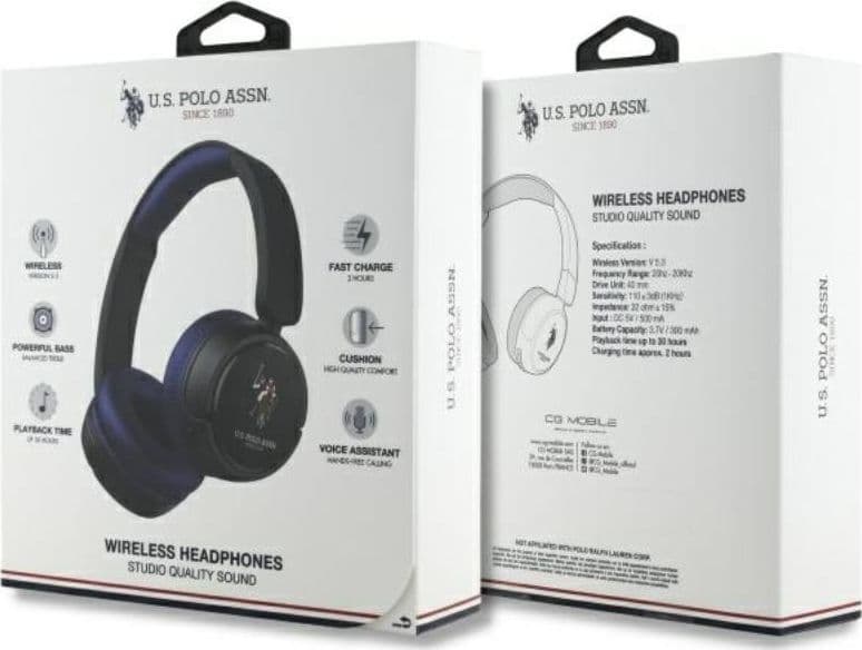 US Polo Assn DH Color Logo - Wireless Over-Ear Bluetooth Headphones V5.3 (navy blue) - 4