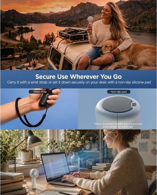Spigen A905 Mini - Ventilatore da viaggio wireless 1800 mAh (nero) - 6