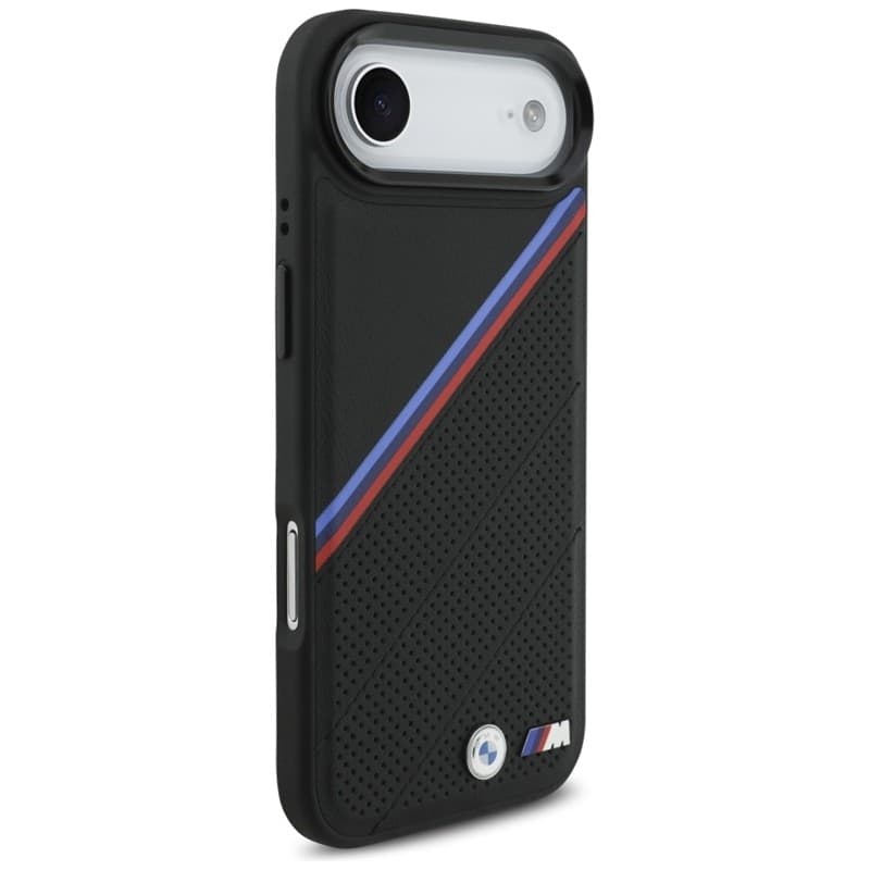 Custodia MagSafe per iPhone Air con logo in metallo tricolore BMW M (nera) - 4
