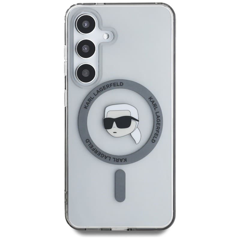 Karl Lagerfeld Button Karl Head Printed Logo MagSafe - Case for Samsung Galaxy S25 (Black) - 3