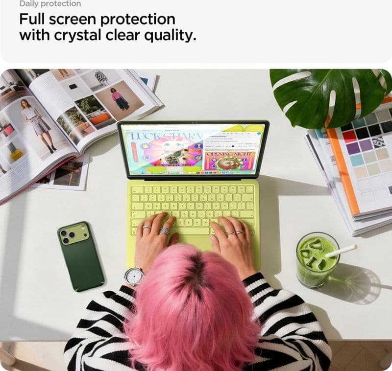 Spigen Glas.tR Slim FC - Vetro temperato per MacBook Neo (cornice nera) - 6