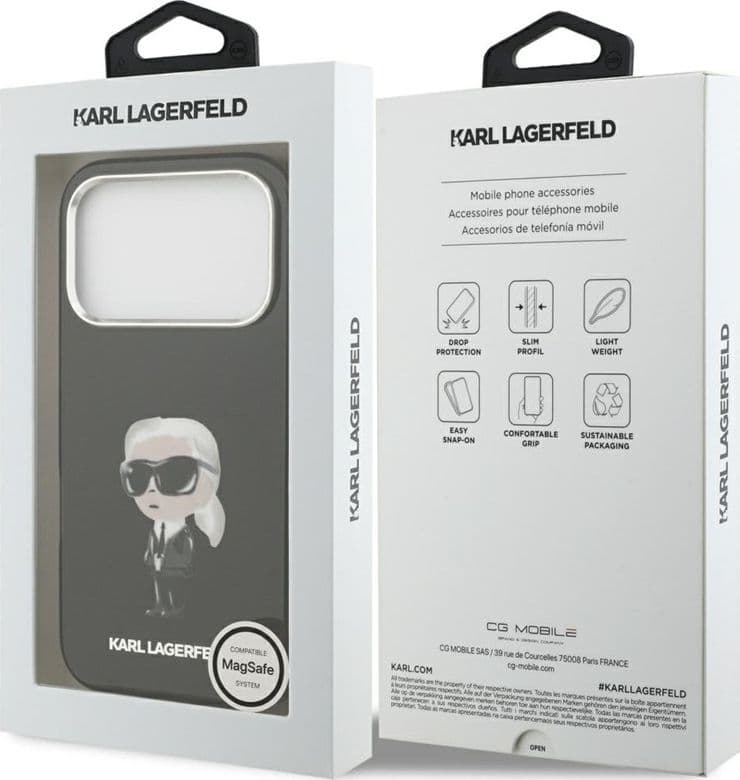 Karl Lagerfeld IML Aquarelle Karl & Logo MagSafe - Custodia per iPhone 17 Pro (Nero) - 8