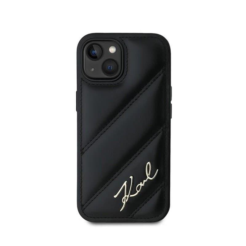 Karl Lagerfeld Diagonal Quilted Script - Case for iPhone 15 / 14 / 13 (Black) - 3