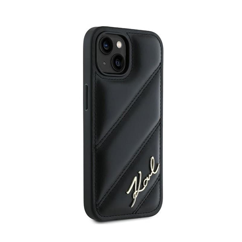 Karl Lagerfeld Diagonal Quilted Script - Case for iPhone 15 / 14 / 13 (Black) - 4