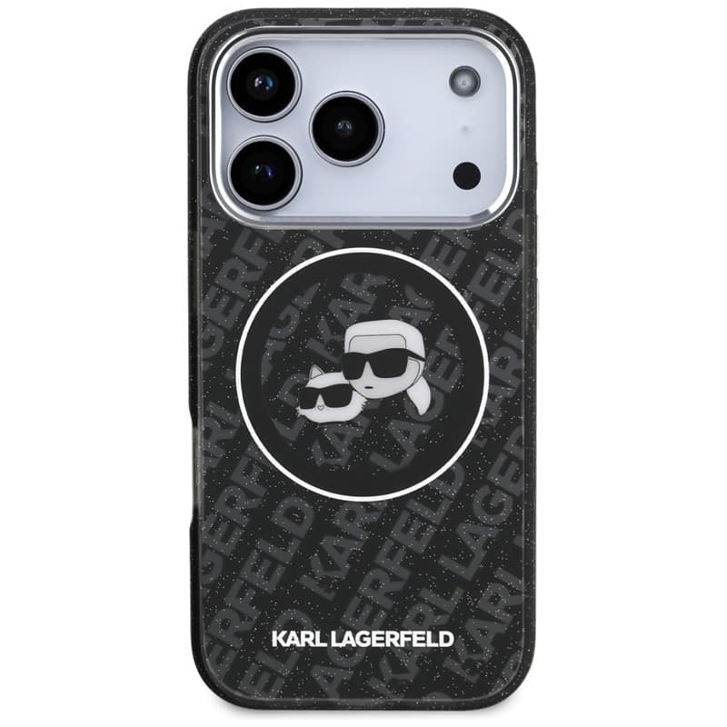 Karl Lagerfeld IML Glitter Karl & Choupette Heads Logo MagSafe - Case for iPhone 17 Pro (black) - 3