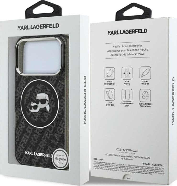 Karl Lagerfeld IML Glitter Karl & Choupette Heads Logo MagSafe - Case for iPhone 17 Pro (black) - 8