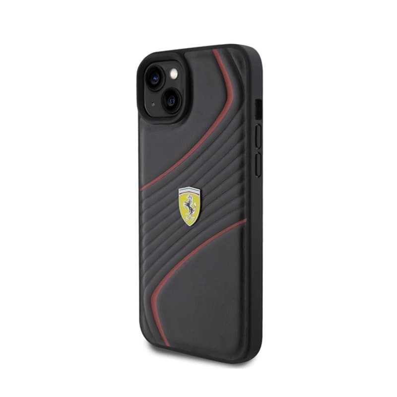 Ferrari Twist Metal Logo - Case for iPhone 15 Plus (Black) - 2